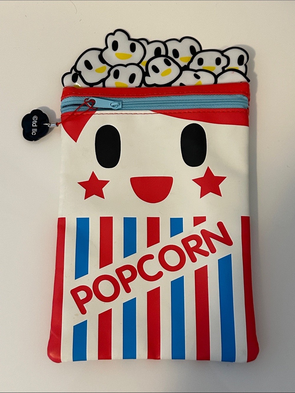 Tokidoki cute Popcorn Pencil Case stylized popcorn-topped zipper pouch- NWOT